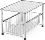DecoBrothers Stackable Under Sink Organizer with Sliding Basket – Chrome Finish
