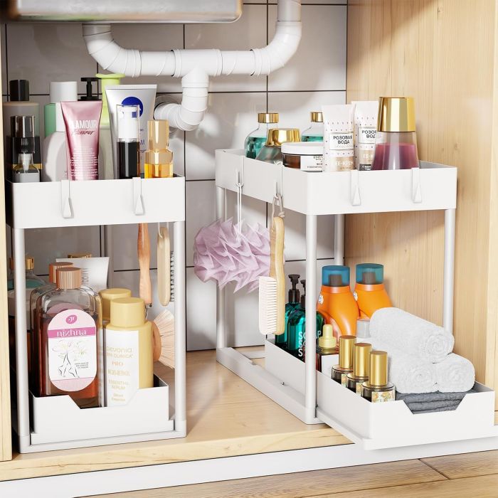 Simple Trending Under Sink Organizer 2 Pack – Pull-Out Sliding Storage Cabinet
