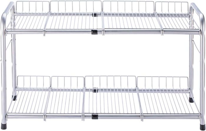 FlagShip 2 Tier Under Sink Organizers and Storage Rack – Expandable Cabinet Shelf